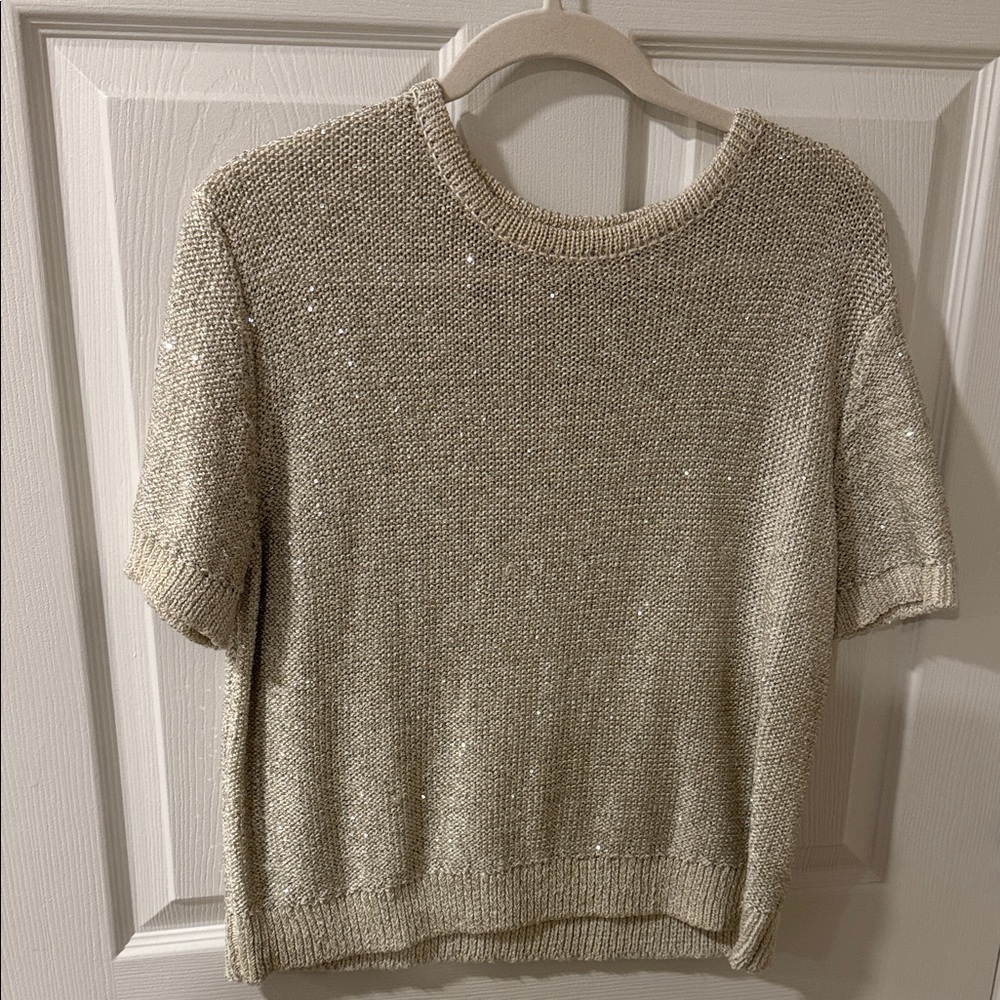 Zara Cream Short Sleeve Sweater